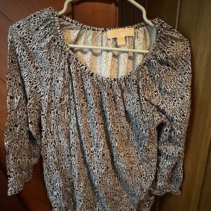 MICHAEL Michael Kors Black and White Textured Blouse